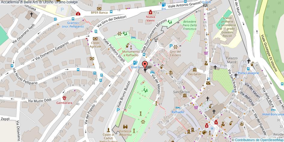 Mappa Accademia di Belle Arti di Urbino college Urbino