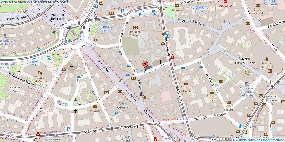 Mappa Antica Locanda dei Mercanti hotel Milano
