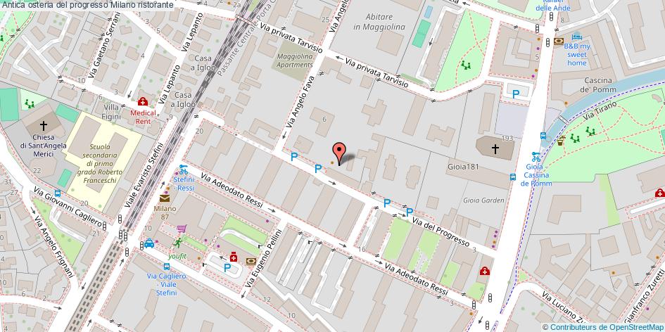 Mappa Antica osteria del progresso ristorante Milano