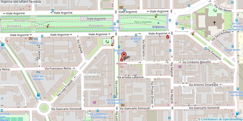 Mappa Argonne sas farmacia Milano