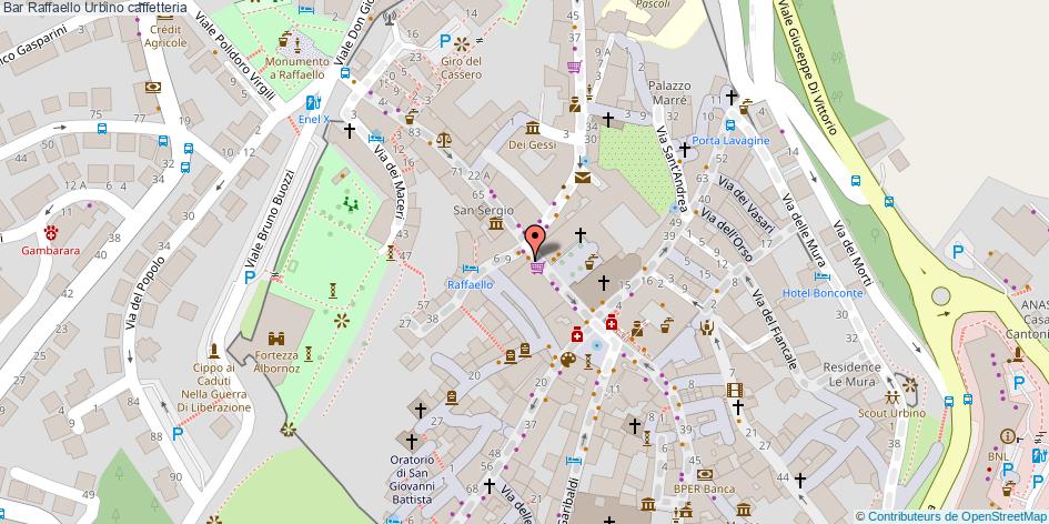 Mappa Bar Raffaello caffetteria Urbino