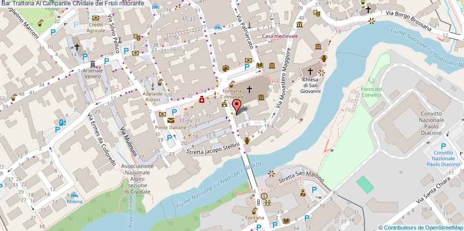Mappa Bar Trattoria Al Campanile ristorante Cividale del Friuli
