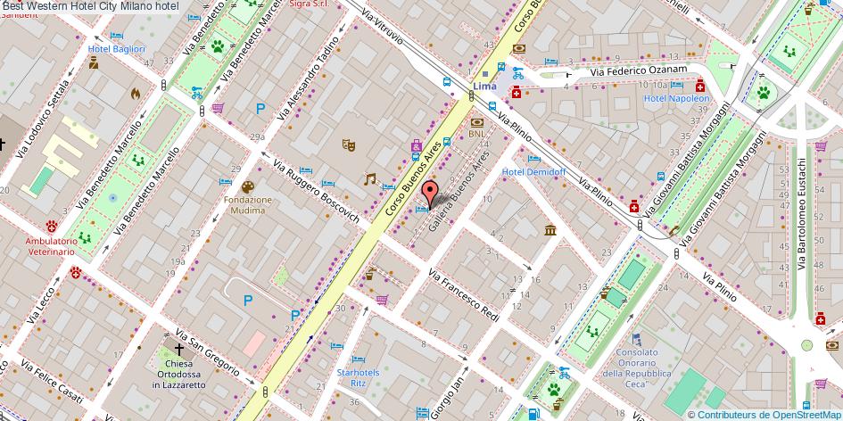 Mappa Best Western Hotel City hotel Milano