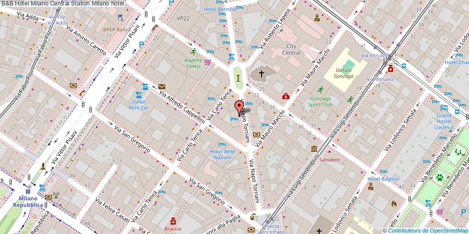 Mappa B&B Hotel Milano Central Station hotel Milano