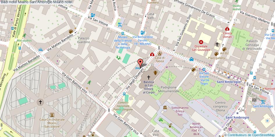 Mappa B&B Hotel Milano Sant'Ambrogio hotel Milano
