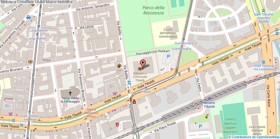 Mappa Biblioteca Comunale Tibaldi biblioteca Milano