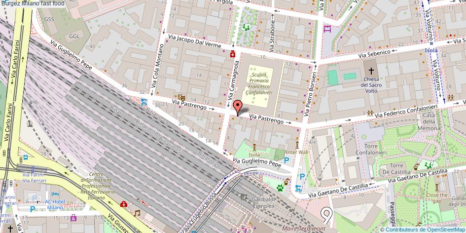 Mappa Burgez fast food Milano