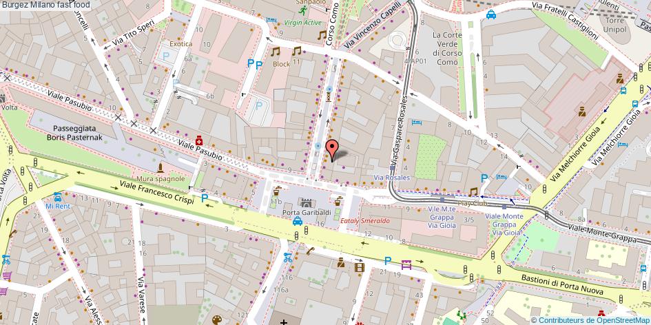 Mappa Burgez fast food Milano