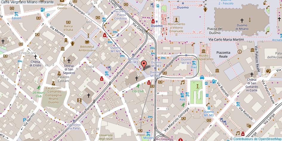 Mappa Caffe Vergnano ristorante Milano