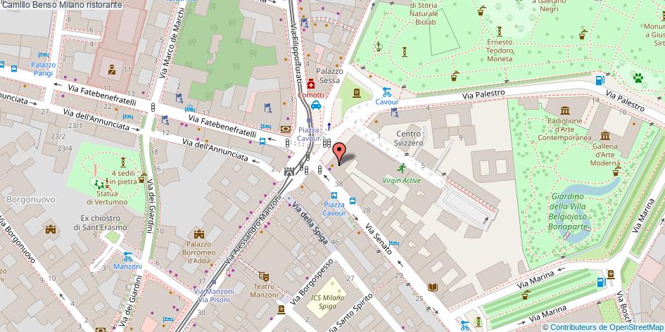 Mappa Camillo Benso ristorante Milano