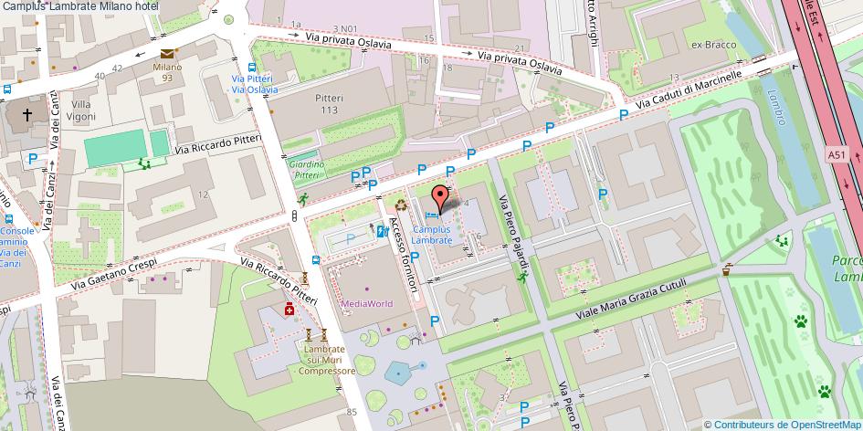 Mappa Camplus Lambrate hotel Milano