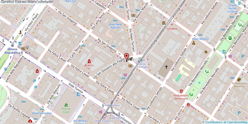 Mappa Carrefour Express minimarket Milano