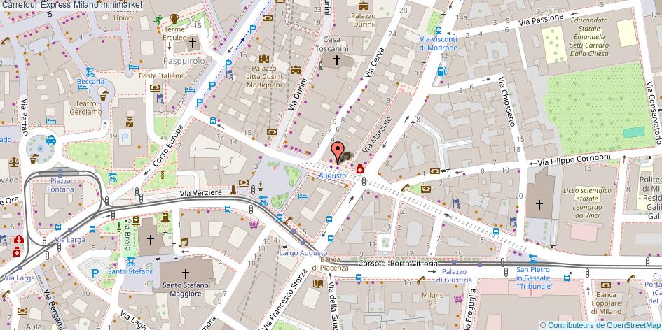 Mappa Carrefour Express minimarket Milano