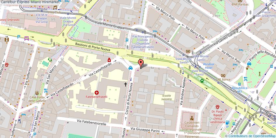 Mappa Carrefour Express minimarket Milano