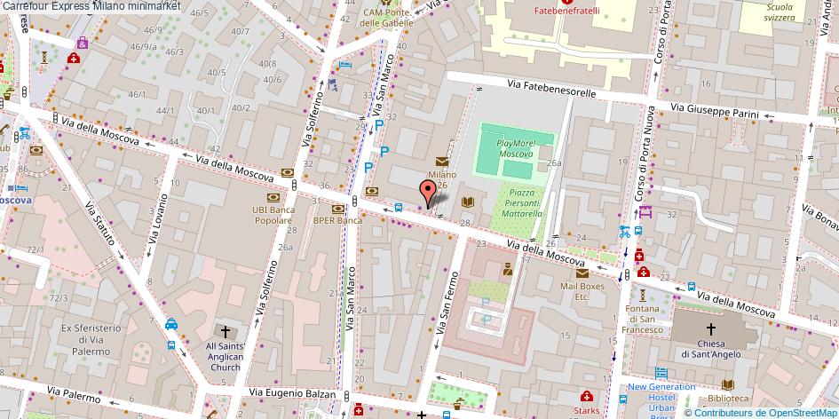 Mappa Carrefour Express minimarket Milano