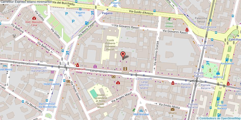 Mappa Carrefour Express minimarket Milano