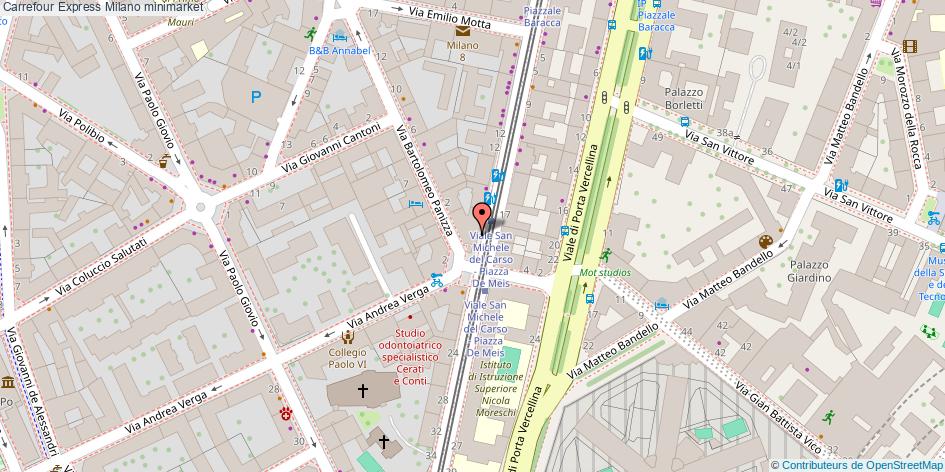 Mappa Carrefour Express minimarket Milano