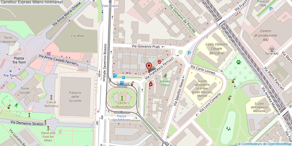 Mappa Carrefour Express minimarket Milano