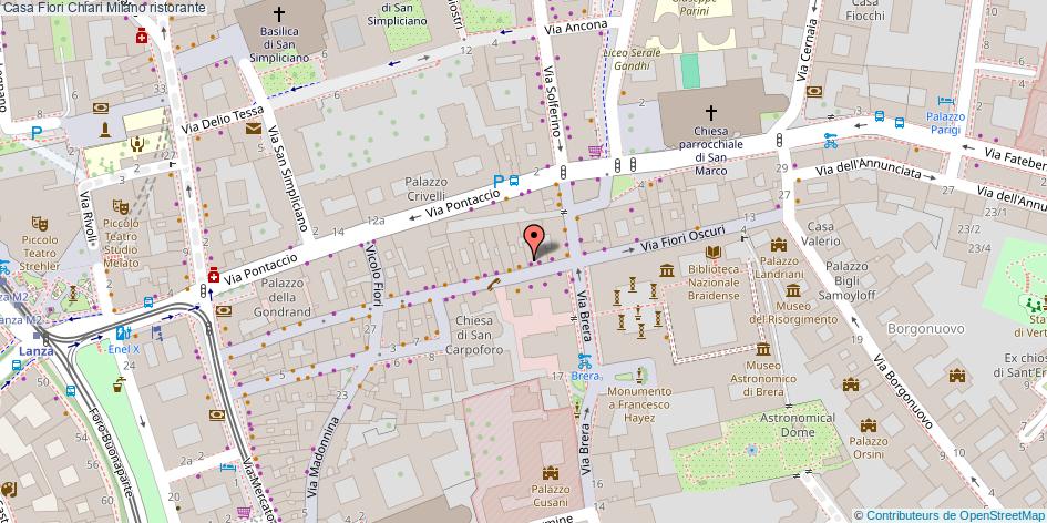 Mappa Casa Fiori Chiari ristorante Milano