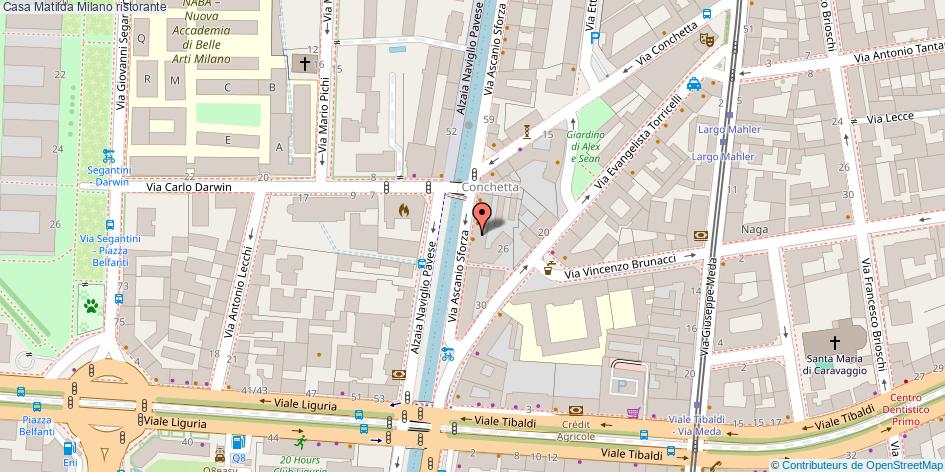 Mappa Casa Matilda ristorante Milano