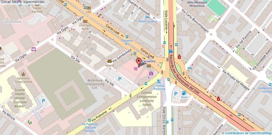 Mappa Conad supermercato Milano