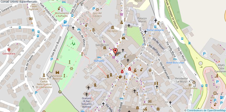 Mappa Conad supermercato Urbino