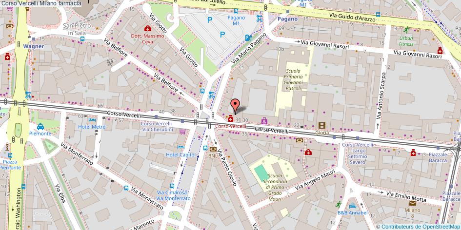 Mappa Corso Vercelli farmacia Milano