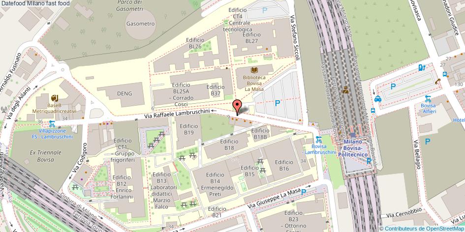 Mappa Datefood fast food Milano