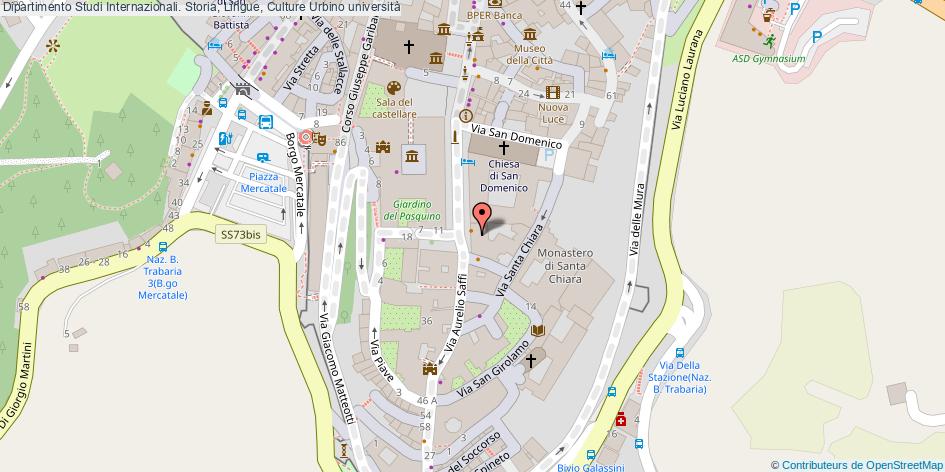 Mappa Dipartimento Studi Internazionali. Storia, Lingue, Culture università Urbino
