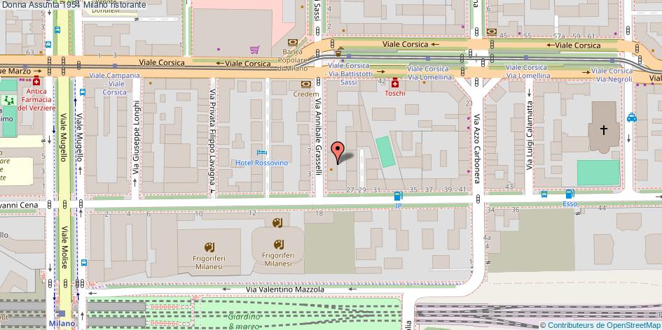 Mappa Donna Assunta 1954 ristorante Milano