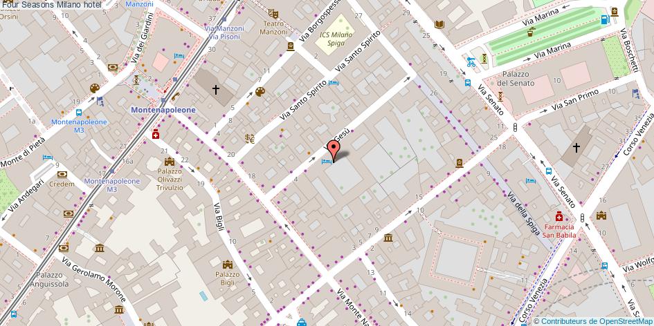 Mappa Four Seasons hotel Milano