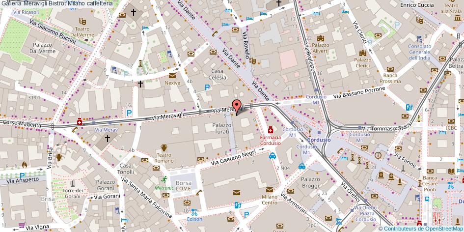 Mappa Galleria Meravigli Bistrot caffetteria Milano