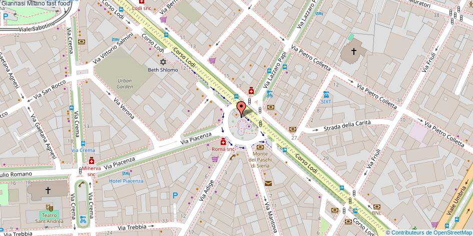 Mappa Giannasi fast food Milano