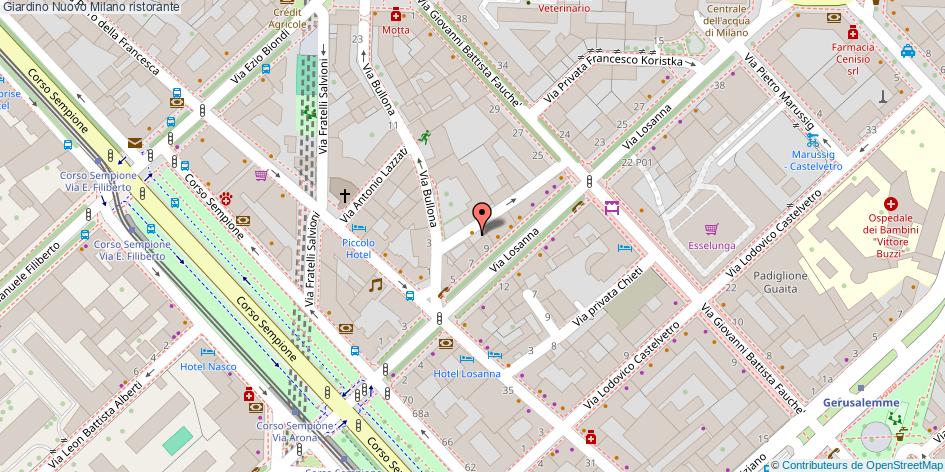 Mappa Giardino Nuovo ristorante Milano