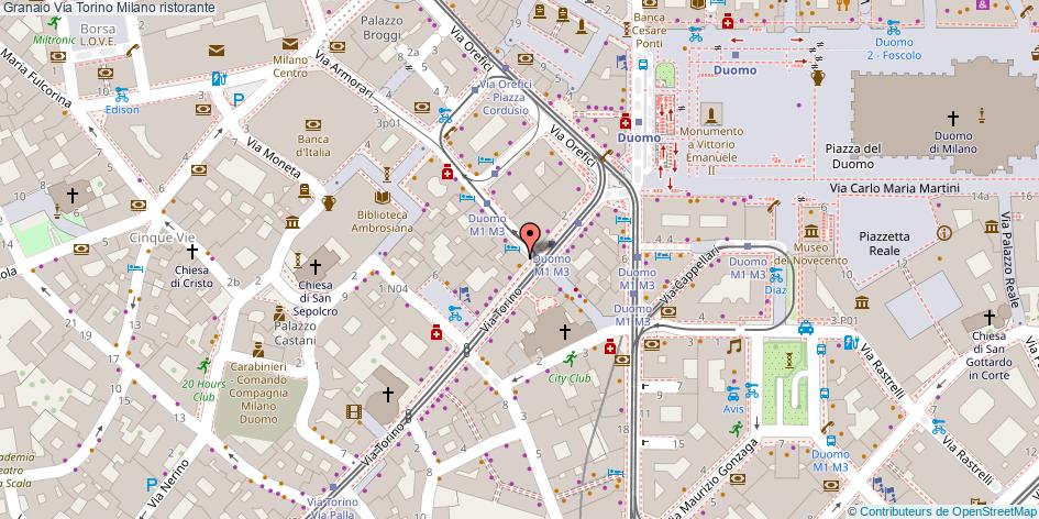Mappa Granaio Via Torino ristorante Milano