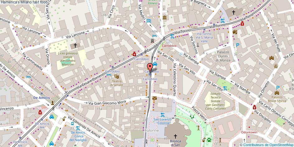Mappa Hamerica's fast food Milano