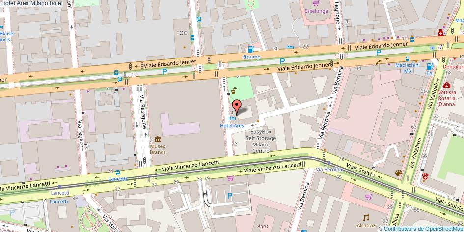Mappa Hotel Ares hotel Milano