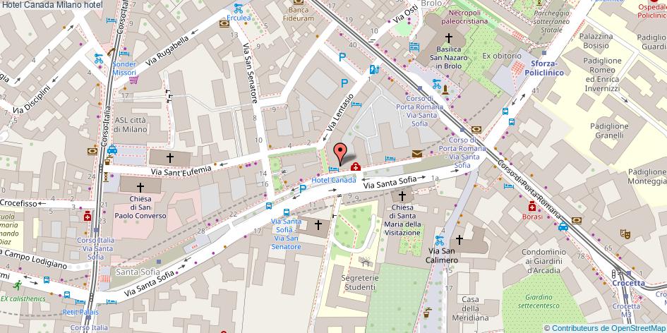 Mappa Hotel Canada hotel Milano