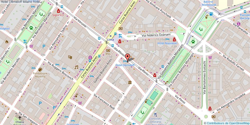 Mappa Hotel Demidoff hotel Milano