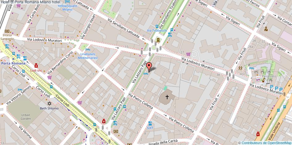 Mappa Hotel di Porta Romana hotel Milano
