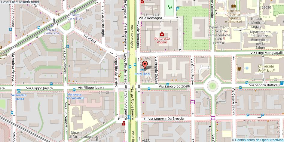 Mappa Hotel Dieci hotel Milano