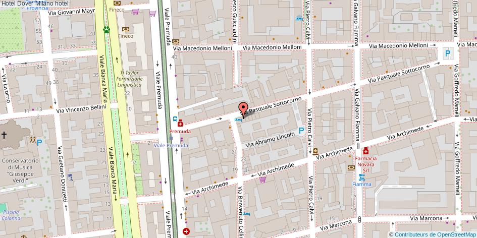 Mappa Hotel Dover hotel Milano