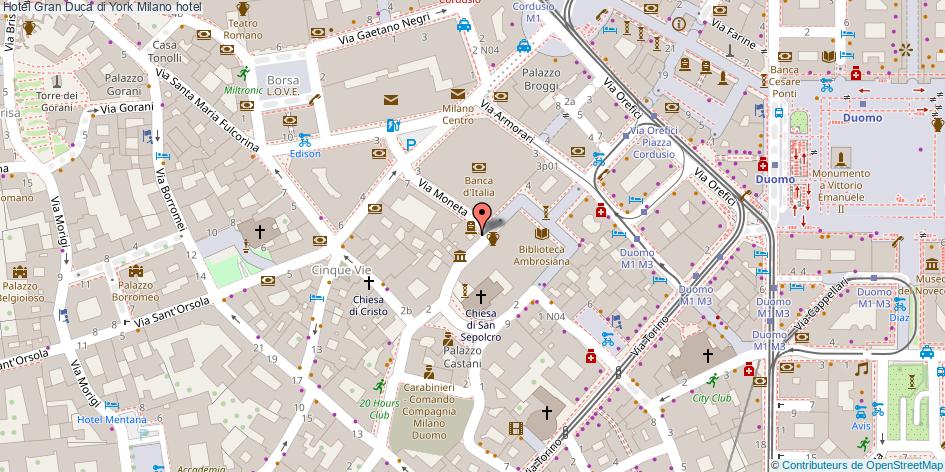 Mappa Hotel Gran Duca di York hotel Milano