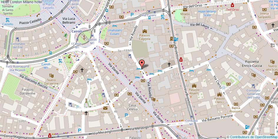 Mappa Hotel London hotel Milano