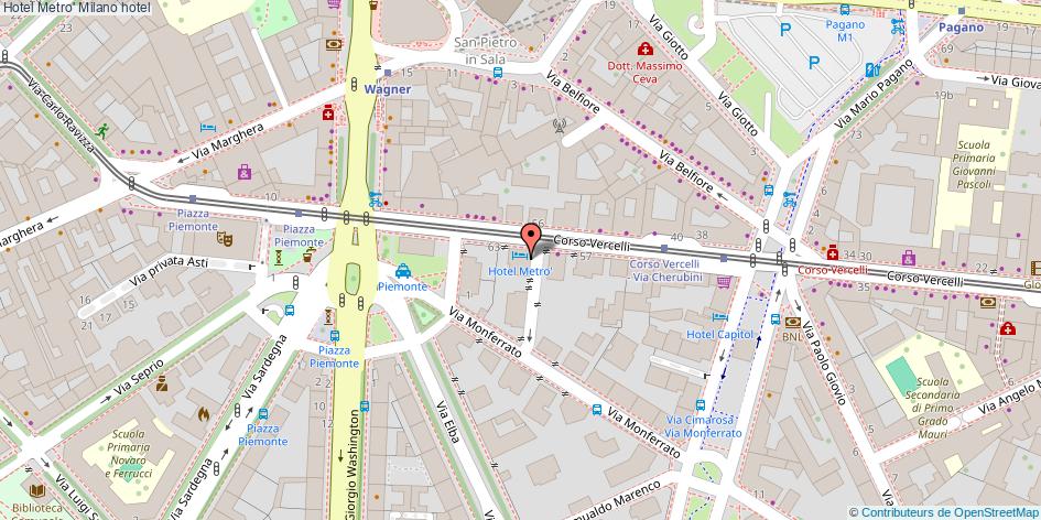 Mappa Hotel Metro' hotel Milano