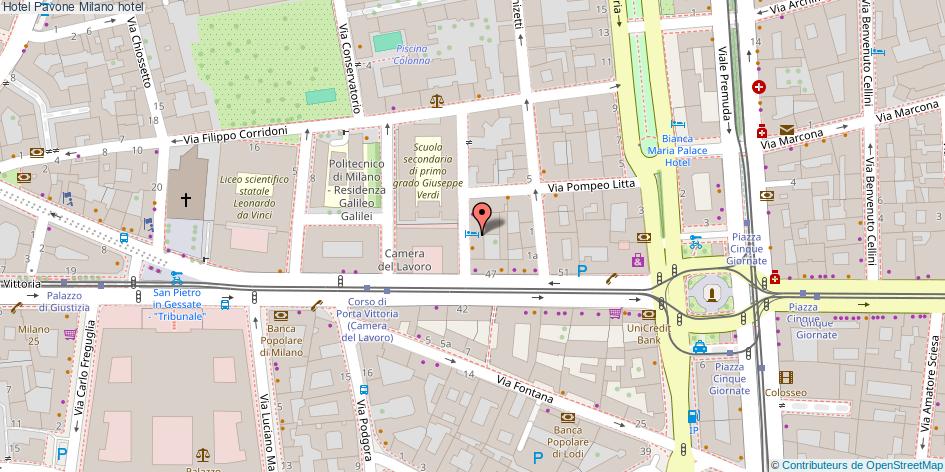 Mappa Hotel Pavone hotel Milano