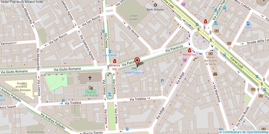 Mappa Hotel Piacenza hotel Milano