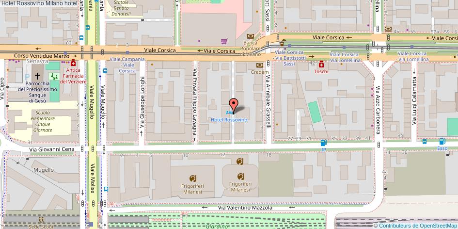 Mappa Hotel Rossovino hotel Milano