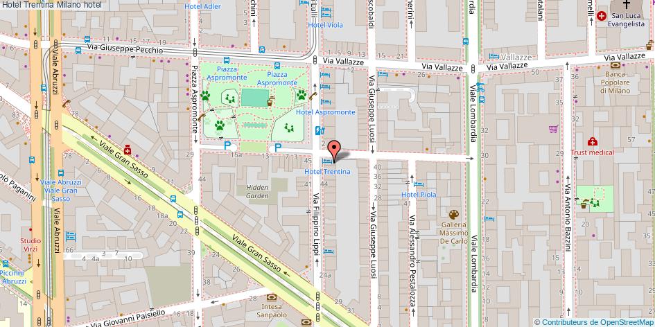 Mappa Hotel Trentina hotel Milano