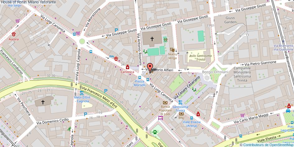 Mappa House of Ronin ristorante Milano